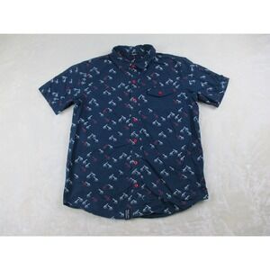 Lifted Research Group LRG Shirt Mens Large Blue Button Up AOP Wovens Collection*